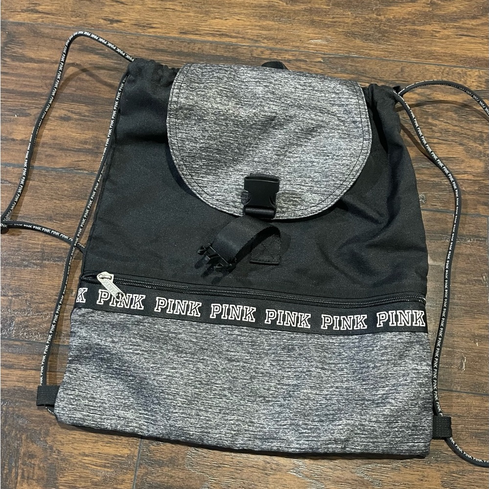 PINK Victoria's Secret Black and Gray Backpack